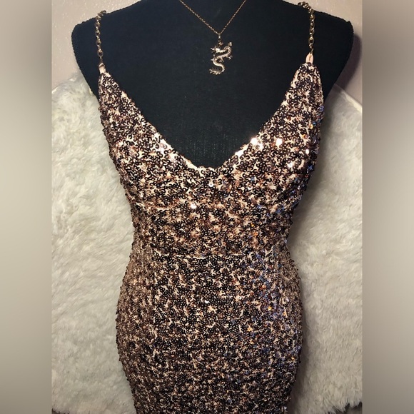 Hello Molly Glittering Bronze Mini Dress size Small - Picture 4 of 16